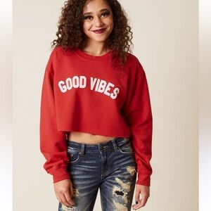 Sub Urban Riot Good Vibes Sweatshirt in cherry size small
